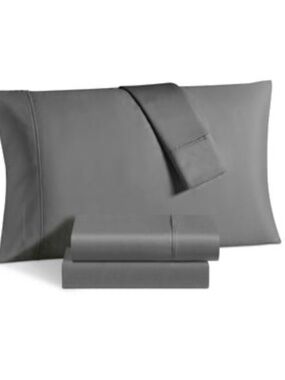 Aspen Solid Sateen 1000 Thread Count 6 Pc. Sheet Set Queen Bedding|Grey|
